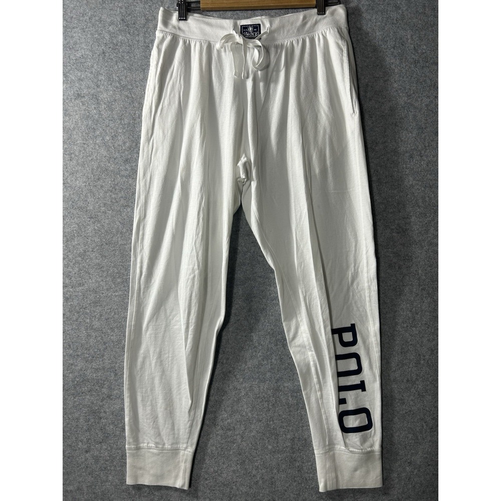 Polo Ralph Lauren Sleepwear Men's Medium White POLO Logo Jogger Lounge Pants